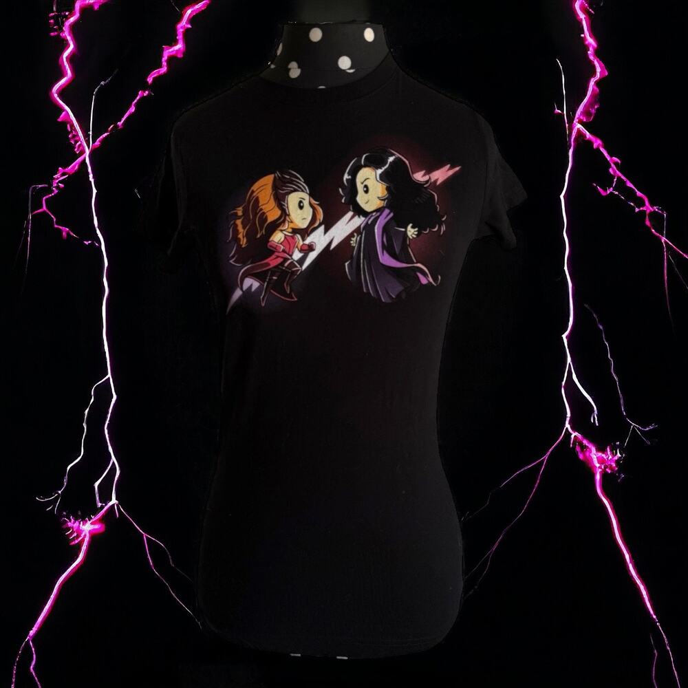 Teeturtle Womens Top Sz XS Black Agatha‎ Wanda Wandavision Scarlet Witch Tee